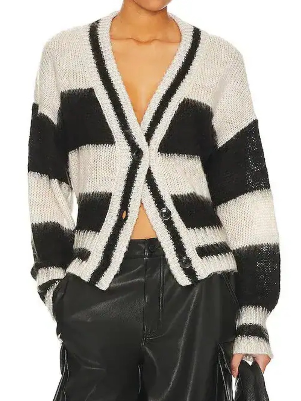 Steve Madden Becca Black & Cream Striped Cardigan